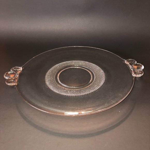 Vtg Duncan & Miller Teardrop Clear Glass Plate Platter 13-3/8" 2-Handled Handles - Picture 9 of 9